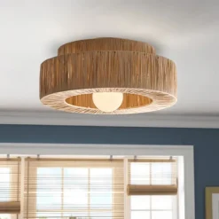 Hemp Rope Ceiling Pendant Light, Hand-Woven Shade, Rattan Wicker, Hand-Woven Hanging Lamp for Living Room, Bedroom, Dining Room, Kitchen 110-240V