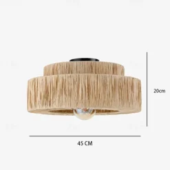 Hemp Rope Ceiling Pendant Light, Hand-Woven Shade, Rattan Wicker, Hand-Woven Hanging Lamp for Living Room, Bedroom, Dining Room, Kitchen 110-240V