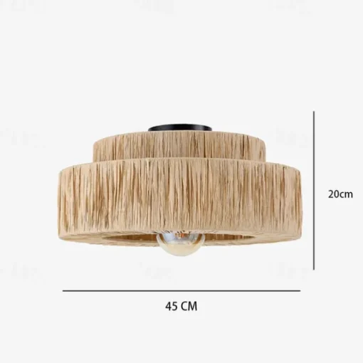 Hemp Rope Ceiling Pendant Light, Hand-Woven Shade, Rattan Wicker, Hand-Woven Hanging Lamp for Living Room, Bedroom, Dining Room, Kitchen 110-240V