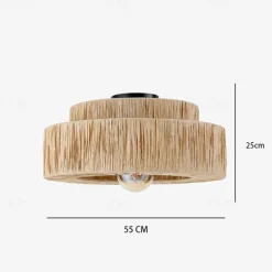 Hemp Rope Ceiling Pendant Light, Hand-Woven Shade, Rattan Wicker, Hand-Woven Hanging Lamp for Living Room, Bedroom, Dining Room, Kitchen 110-240V