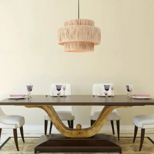 Hemp Rope Ceiling Pendant Light, Hand-Woven Shade, Rattan Wicker, Hand-Woven Hanging Lamp for Living Room, Bedroom, Dining Room, Kitchen 110-240V