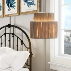 Hemp Rope Ceiling Pendant Light, Hand-Woven Shade, Rattan Wicker, Hand-Woven Hanging Lamp for Living Room, Bedroom, Dining Room, Kitchen 110-240V