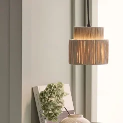 Hemp Rope Ceiling Pendant Light, Hand-Woven Shade, Rattan Wicker, Hand-Woven Hanging Lamp for Living Room, Bedroom, Dining Room, Kitchen 110-240V