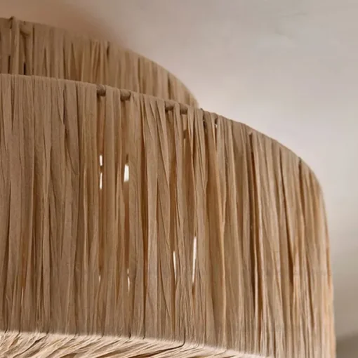 Hemp Rope Ceiling Pendant Light, Hand-Woven Shade, Rattan Wicker, Hand-Woven Hanging Lamp for Living Room, Bedroom, Dining Room, Kitchen 110-240V