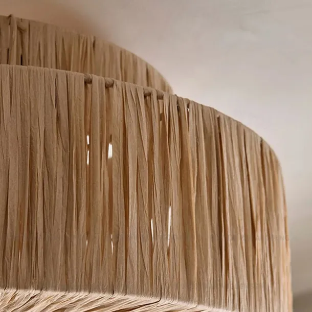 Hemp Rope Ceiling Pendant Light, Hand-Woven Shade, Rattan Wicker, Hand-Woven Hanging Lamp for Living Room, Bedroom, Dining Room, Kitchen 110-240V
