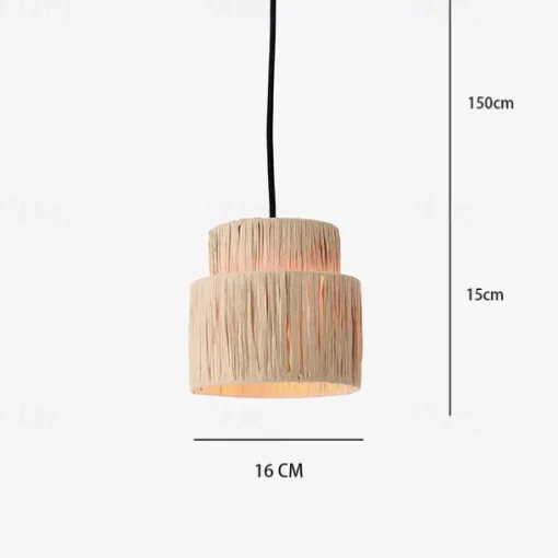 Hemp Rope Ceiling Pendant Light, Hand-Woven Shade, Rattan Wicker, Hand-Woven Hanging Lamp for Living Room, Bedroom, Dining Room, Kitchen 110-240V