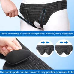 Hernia Belt for Men Women - Bilateral/Double Inguinal, Groin Hernia Support Truss Underwear Briefs, Pain Relief Recovery Adjustable Strap with 2 Removable Medical Compression Pads