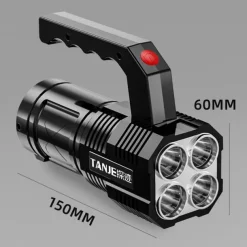 High Power Four-cell LED Flashlight USB Rechargeable Powerful LED Flashlight Camping Super Bright Flashlight Cycling Light
