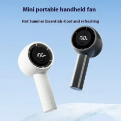 High Power Portable Handheld Fan – LED Display USB Rechargeable Mini Cooling Fan with 5 Speeds and Long Battery Life