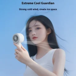 High Power Portable Handheld Fan – LED Display USB Rechargeable Mini Cooling Fan with 5 Speeds and Long Battery Life