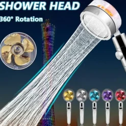High Pressure Shower Head Water Saving Hand-held Spray Nozzle Turbocharged Shower Head With Small Fan Bathroom Supplies