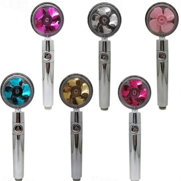 High Pressure Shower Head Water Saving Hand-held Spray Nozzle Turbocharged Shower Head With Small Fan Bathroom Supplies