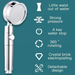 High Pressure Shower Head Water Saving Hand-held Spray Nozzle Turbocharged Shower Head With Small Fan Bathroom Supplies