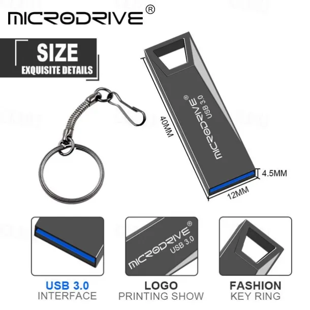 High Speed USB 3.0 Metal Flash Drive 32GB 64GB 128GB Pendrive Waterproof usb drive Pen Mini memory Sticks with key ring