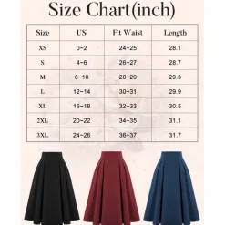 High Waist Pleated Skirt with Pockets Retro Vintage 1950s Rockabilly Swing Skirt Flare Skirt Women's Tea Party Casual Daily Skirts