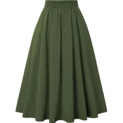 High Waist Pleated Skirt with Pockets Retro Vintage 1950s Rockabilly Swing Skirt Flare Skirt Women's Tea Party Casual Daily Skirts