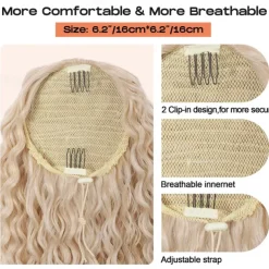 Highlight Drawstring Ponytail Extension PT005 Isabella 26 Long Bohemian Curly Pony Tail Multi Layered Light Soft Clip in Hair Extensions Ponytail Medium Blonde White Blonde Highlights