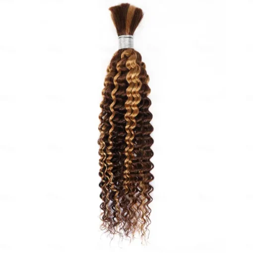 Highlight P4/27 Deep Wave Hair Bulk Human Hair For Braiding 10-28 Inch 100% Unprocessed No Weft Human Hair Extensions 100g/pc
