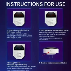 High-Power Acoustic Pulse Ultrasonic Mouse & Mosquito Repeller – Indoor Insect Deterrent Device for Home Protection