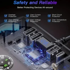 High-Power 120W 7-in-1 Car Charger with 3 Sockets and 4 USB Ports - Individual Switches LED Voltage Display for Efficient Multi-Device Charging