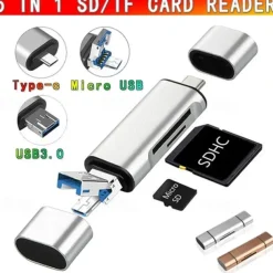 High-speed 3 In 1 Android Camera Laptop Computer SD USB Aluminum Alloy Micro USB TF OTG Type-c Cardreader Adapter Extended Card Reader