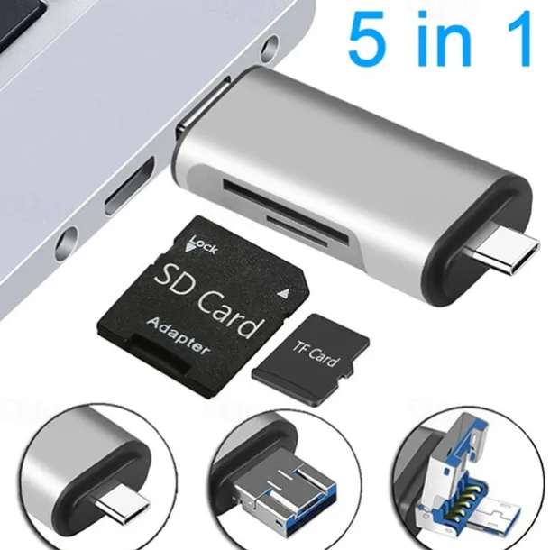 High-speed 3 In 1 Android Camera Laptop Computer SD USB Aluminum Alloy Micro USB TF OTG Type-c Cardreader Adapter Extended Card Reader