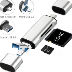 High-speed 3 In 1 Android Camera Laptop Computer SD USB Aluminum Alloy Micro USB TF OTG Type-c Cardreader Adapter Extended Card Reader