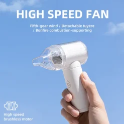 High-Speed Handheld Fan – 5-Speed Adjustable Wind, Detachable Nozzle, Combustion-Supporting, Type-C Charging, Portable Brushless Motor Fan for Outdoor and Summer Cooling