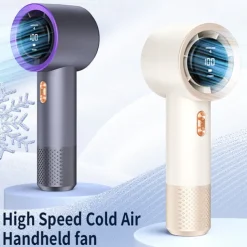 High-Speed Handheld Fan – 199-Speed Adjustable Cooling & Heating Modes, Portable Quiet Brushless Motor, LED Display, Multi-Gear Wind Power for Home, Travel & Outdoor