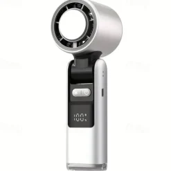 High-Speed USB Rechargeable Handheld Fan – Folding Mini Turbo Fan with Ice Pack for Outdoor Travel