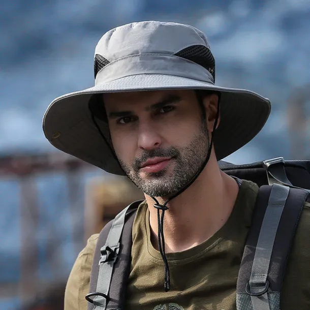 Hiking Hat Sun Hat for Men/Women, Sun Protection Wide Brim Bucket Hat Waterproof Breathable Packable Boonie Hat for Fishing Camping Hiking