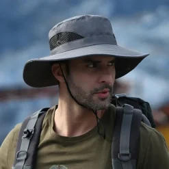 Hiking Hat Sun Hat for Men/Women, Sun Protection Wide Brim Bucket Hat Waterproof Breathable Packable Boonie Hat for Fishing Camping Hiking