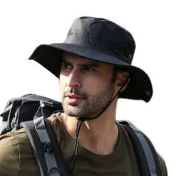 Hiking Hat Sun Hat for Men/Women, Sun Protection Wide Brim Bucket Hat Waterproof Breathable Packable Boonie Hat for Fishing Camping Hiking