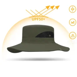 Hiking Hat Sun Hat for Men/Women, Sun Protection Wide Brim Bucket Hat Waterproof Breathable Packable Boonie Hat for Fishing Camping Hiking