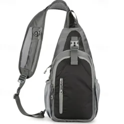 Hiking Sling Backpack Zipper Multi Pocket Rain Waterproof Anatomic Design Wearable Durable Outdoor Hiking Camping Military Nylon Black Army Green Blue