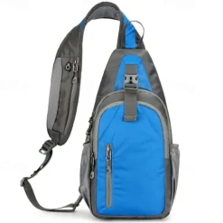 Hiking Sling Backpack Zipper Multi Pocket Rain Waterproof Anatomic Design Wearable Durable Outdoor Hiking Camping Military Nylon Black Army Green Blue