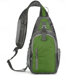 Hiking Sling Backpack Zipper Multi Pocket Rain Waterproof Anatomic Design Wearable Durable Outdoor Hiking Camping Military Nylon Black Army Green Blue