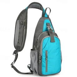 Hiking Sling Backpack Zipper Multi Pocket Rain Waterproof Anatomic Design Wearable Durable Outdoor Hiking Camping Military Nylon Black Army Green Blue