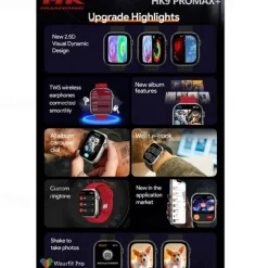 HK9 Pro Max Smart Watch with 2 Watch Bands 1.32 inch Smartwatch Fitness Running Bluetooth ECG+PPG Pedometer Call Reminder Android iOS Long Standby Hands-Free Calls Step Tracker IP68 22mm Watch Case