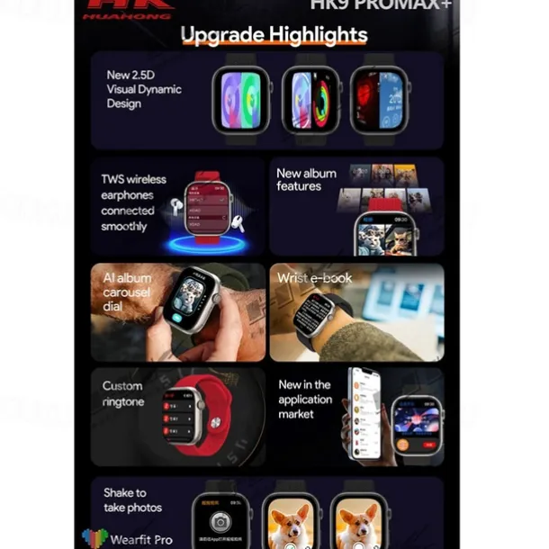 HK9 Pro Max Smart Watch with 2 Watch Bands 1.32 inch Smartwatch Fitness Running Bluetooth ECG+PPG Pedometer Call Reminder Android iOS Long Standby Hands-Free Calls Step Tracker IP68 22mm Watch Case