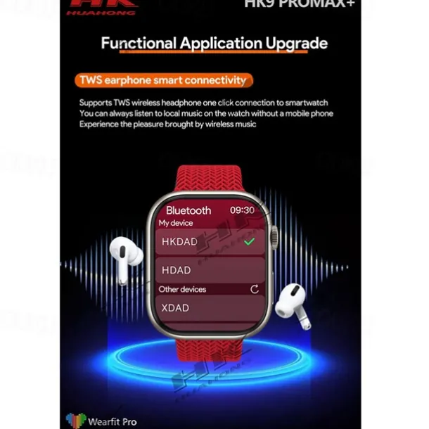 HK9 Pro Max Smart Watch with 2 Watch Bands 1.32 inch Smartwatch Fitness Running Bluetooth ECG+PPG Pedometer Call Reminder Android iOS Long Standby Hands-Free Calls Step Tracker IP68 22mm Watch Case