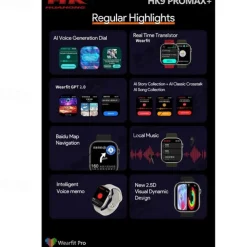 HK9 Pro Max Smart Watch with 2 Watch Bands 1.32 inch Smartwatch Fitness Running Bluetooth ECG+PPG Pedometer Call Reminder Android iOS Long Standby Hands-Free Calls Step Tracker IP68 22mm Watch Case