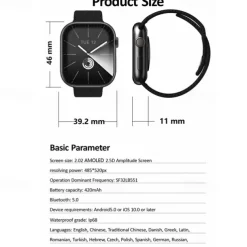 HK9 Pro Max Smart Watch with 2 Watch Bands 1.32 inch Smartwatch Fitness Running Bluetooth ECG+PPG Pedometer Call Reminder Android iOS Long Standby Hands-Free Calls Step Tracker IP68 22mm Watch Case