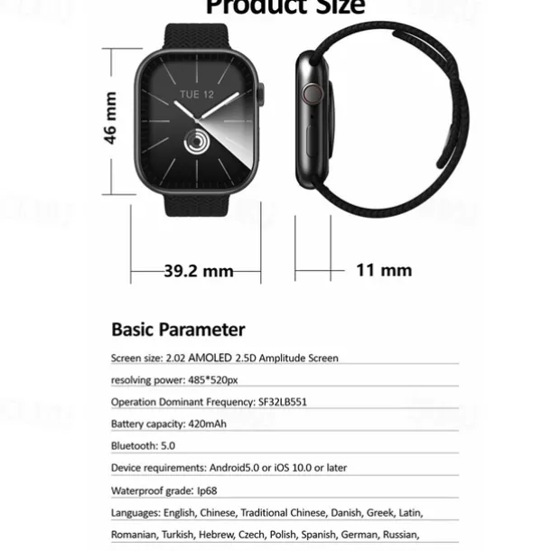 HK9 Pro Max Smart Watch with 2 Watch Bands 1.32 inch Smartwatch Fitness Running Bluetooth ECG+PPG Pedometer Call Reminder Android iOS Long Standby Hands-Free Calls Step Tracker IP68 22mm Watch Case
