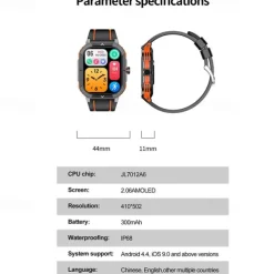 HK56 Smart Sports Watch 2.06inch Amoled Large Screen Bluetooth Call AI Voice Rotating Crown Women Digital Fitness Watches