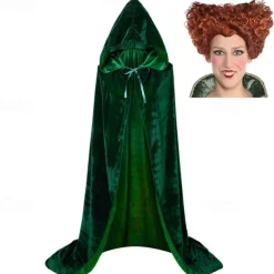 Hocus Pocus Witch Mary Sarah Cloak Masquerade Men's Women's Boys Movie Cosplay Cosplay Costume Party Green Cloak Masquerade Polyester With Wig