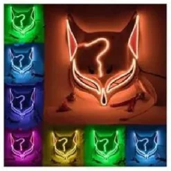 Holloween Mask Led Fox Mask Plastic Led Light Up Masks Cosplay Mask Headwear Halloween Mask Party