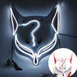 Holloween Mask Led Fox Mask Plastic Led Light Up Masks Cosplay Mask Headwear Halloween Mask Party