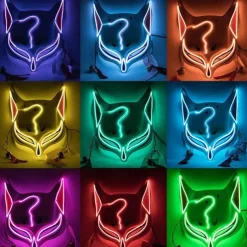 Holloween Mask Led Fox Mask Plastic Led Light Up Masks Cosplay Mask Headwear Halloween Mask Party