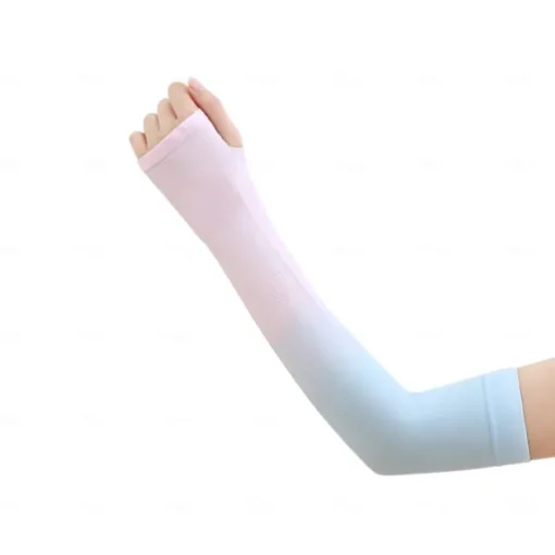 Home Gradient Ice Silk Arm Sleeves UV Protection Cooling UPF 50+ Sun Sleeves Sunscreen Covers Compression Warmer Gloves for Men Women Running Cycling Driving Fishing Colour Gradient